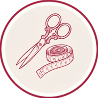 Accesorios de mercería técnica, tijeras, cintas métricas y herramientas para costura.