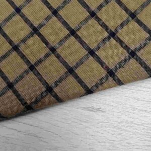 Tela Algodón Americano Cuadros Ventana - Ocre y Negro (Ancho 1,10m)