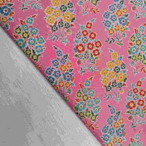 Tela Algodón Americano Estampado Floral Ramilletes - Fondo Rosa (Ancho 1,10m)