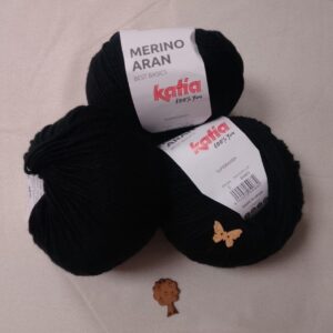 Lana Katia Merino Aran - Lana Dulce y Resistente (100g) numero 2 color negro