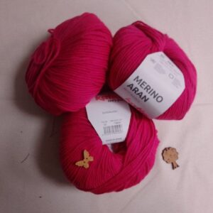Lana Katia Merino Aran - Ovillo de 100g numero 52 color fucsia