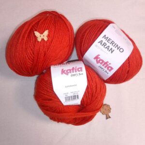 Lana Katia Merino Aran - 100g - Color 50 Rojo Coral