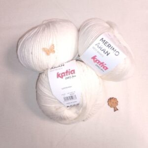 Lana Katia Merino Aran - 100g - Varios Colores color 1 blanco