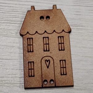 Botón Decorativo de Madera "Casita con Corazón" (Corte Láser)