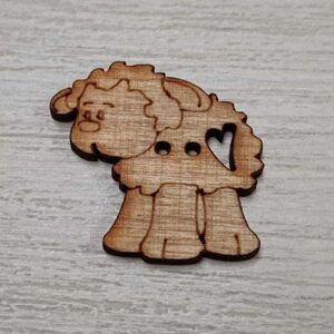 Botón Decorativo de Madera Oveja con Corazón (2 agujeros)
