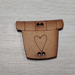 Botón de Madera "Maceta con Corazón" - Decorativo