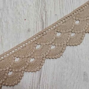 Puntilla de Guipur con Ondas Caladas - Color Beige Ancho 3cm