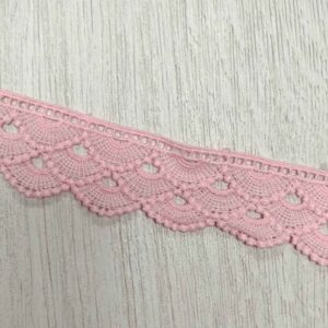 Puntilla de Encaje de Bolillo Sintético - Rosa Pastel (Diseño Ondas) Ancho 3cm