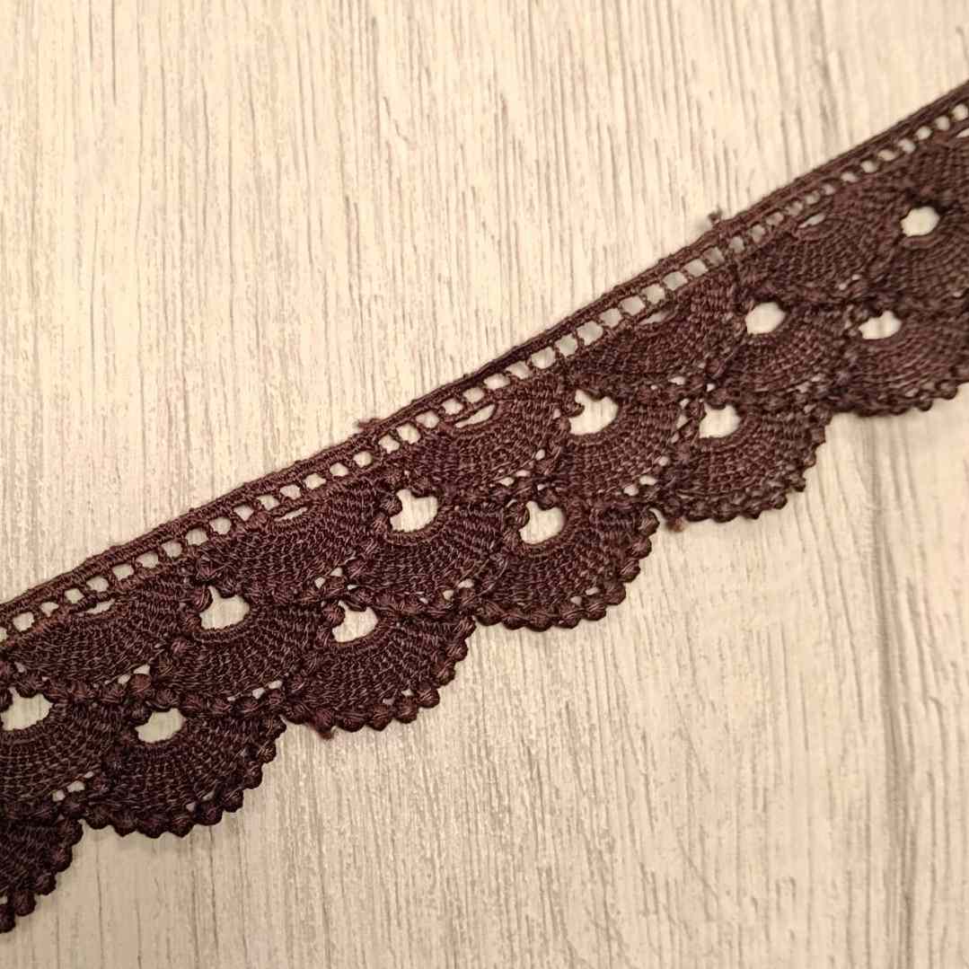 Puntilla de Encaje de Ondas Festoneado - Color Marrón Chocolate Ancho 3cm