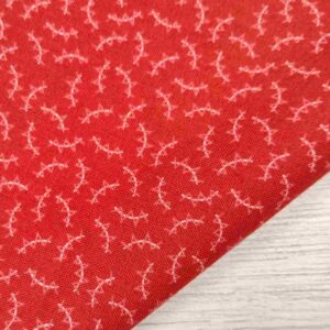 Tela de Algodón Americano Rojo con Estampado de Ondas Blancas Ancho 110cm