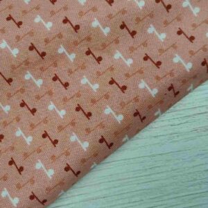 Tela Americana de Algodón - Estampado Geométrico Lazos Terracota Ancho 110cm