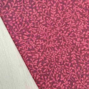 Tela de Algodón Americano - Estampado de Ramas y Bayas Granate Ancho 110cm