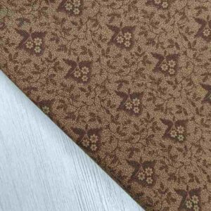 Tela de Algodón Americano Vintage - Flores Marrones Ancho 110cm