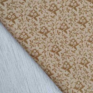 Tela Americana Algodón Premium - Estampado Floral Vintage Ocre Ancho 110cm