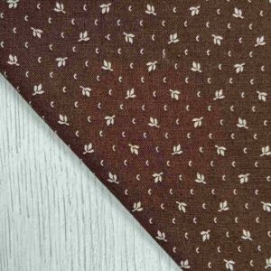Tela Algodón Americano Colección Heritage - Marrón Chocolate con Hojas Ancho 110cm