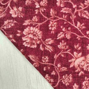 Tela de Algodón Americano - Estampado Floral Vintage Granate Ancho 110cm