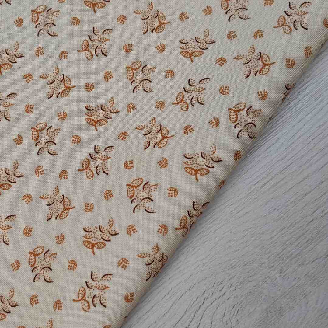 Tela de Algodón Americano - Estampado Floral Ocre y Tierra Ancho 110cm