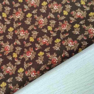 Tela de Algodón Americano - Colección Floral Vintage Marrón Ancho 110cm