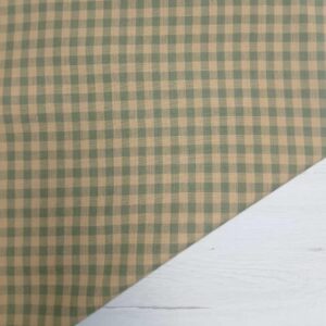 Tela Country Cuadros Vichy Pequeños - Verde Salvia y Beige