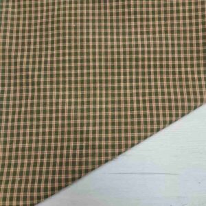 Tela Country de Algodón - Cuadro Pequeño Verde y Ocre