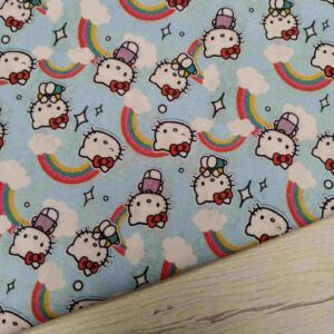 Tela de Algodón Hello Kitty Rainbow & Clouds - Azul Cielo