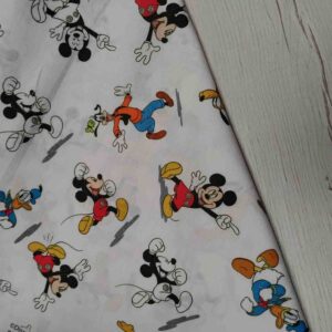 Tela de Algodón Disney - Mickey, Donald y Goofy (Fondo Blanco)
