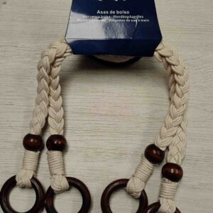 Asas para Bolso de Cordón Trenzado con Anillas de Madera (Par)