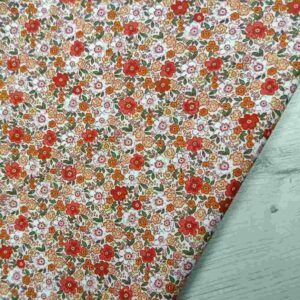 Tela de Algodón Popelín Estampado Flores Silvestres - Tonos Caldero y Ocre (Ancho 1,40m)