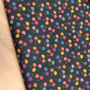 Tela de Algodón 100% Estampado Cerezas Multicolor - Ancho 1,40m