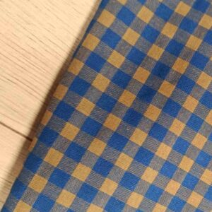 Tela de Algodón Cuadro Vichy Azul y Ocre - Ancho 1,40m