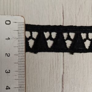 Puntilla de Guipur Geométrica Negra – 20 mm de Ancho (Venta por Metros)