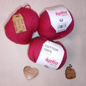 Hilo Katia Cotton 100% - Ovillo de Algodón Mate (50g) color 54 granate