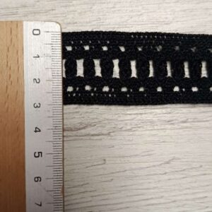 Puntilla de Entredós de Ganchillo Negro - 30mm de Ancho