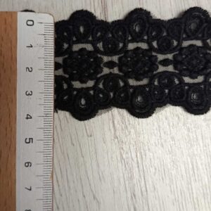 Puntilla de Guipur Floral Negro - Ancho 6 cm