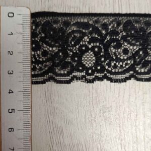 Puntilla de Encaje Negro de 4,5 cm de Ancho – Diseño Floral – Mercería Esther