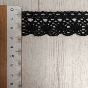 Puntilla de Encaje de Bolillo Negro - Ondas Clásicas (3 cm)
