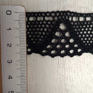 Puntilla de Encaje de Bolillo Negro - Diseño Geométrico (25mm)