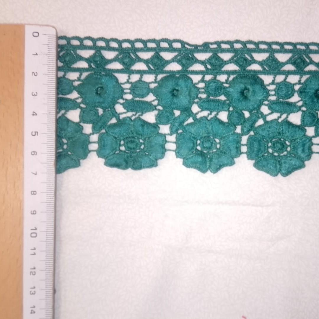Puntilla de Guipur Floral 6,5 cm - Color Verde Turquesa