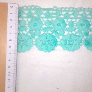 Puntilla de Guipur Floral 7 cm - Color Aguamarina