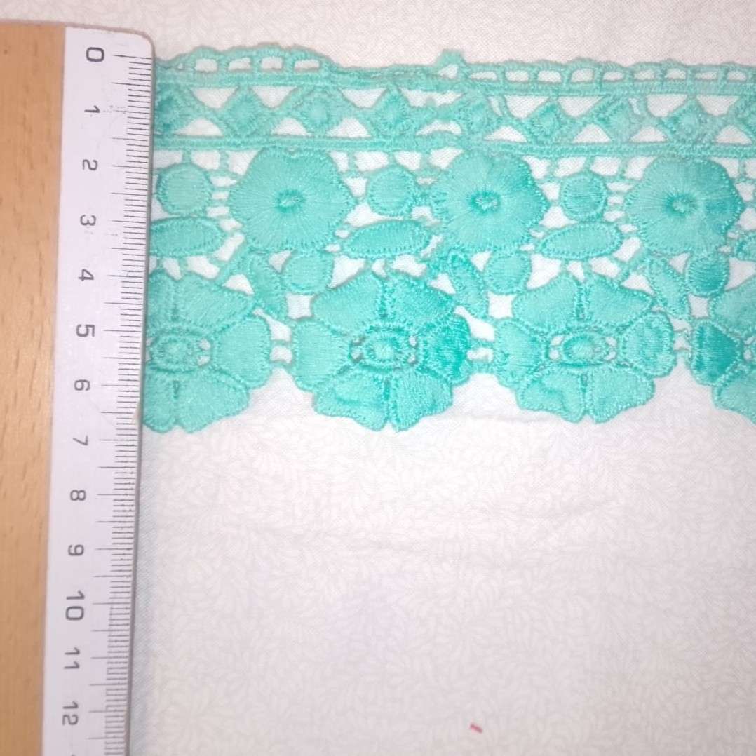 Puntilla de Guipur Floral 7 cm - Color Aguamarina