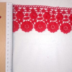Puntilla de Guipur Floral 7 cm - Color Rojo