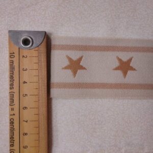 Goma Elástica Decorativa Estrellas 40mm – Color Camel y Beige