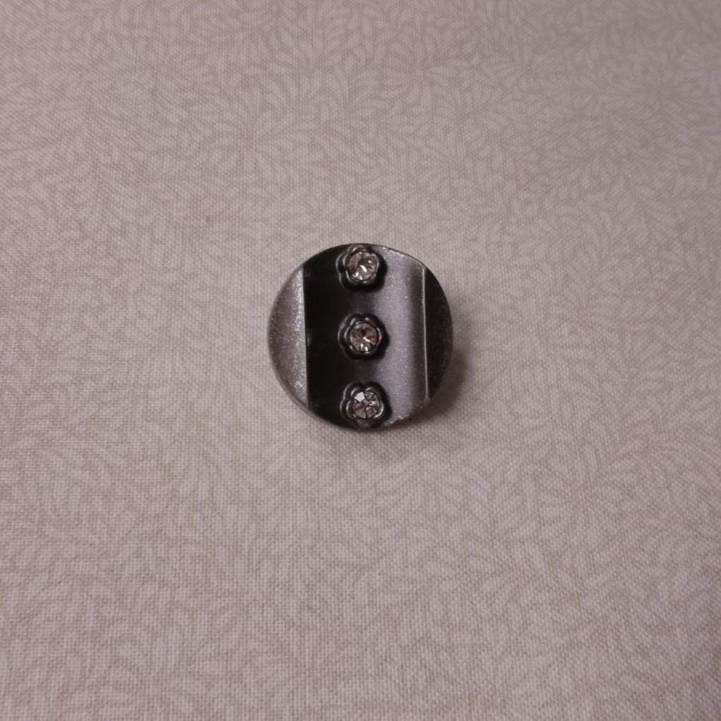 Botón de Fantasía Gris Antracita con Brillantes Strass 28