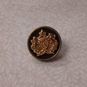 Botón Metálico Militar Dorado con Escudo y Fondo Negro 30