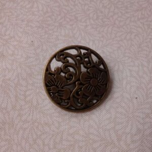 Botón Metálico Calado Bronce Envejecido Flores 36
