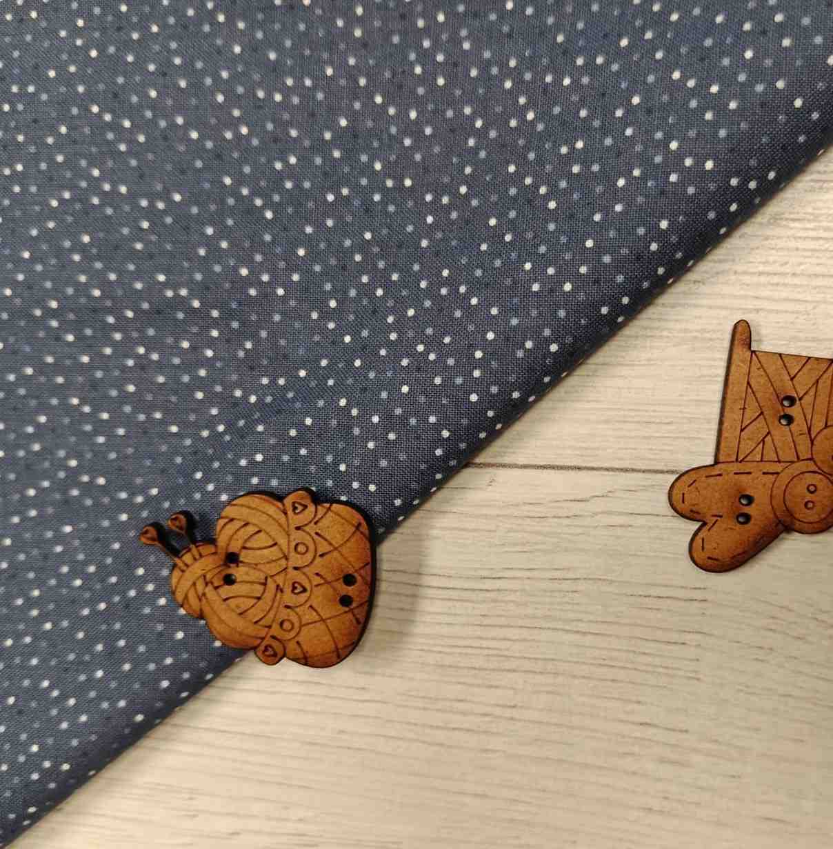 Tela americana de Algodón con Mini Topos Gris Azulado (Ancho 1,10m)