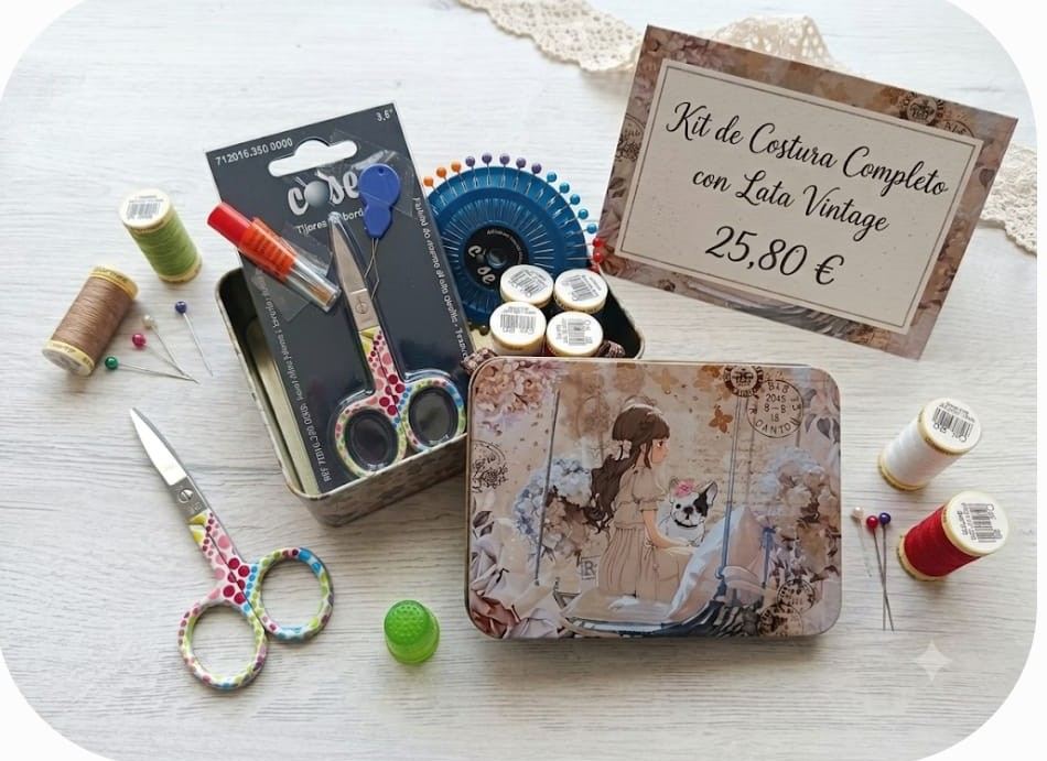 Kit de Costura Completo con Lata Vintage