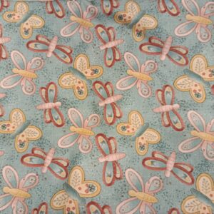 Tela de Algodón Estampada – Colección Mariposas y Libélulas sobre Fondo Azul