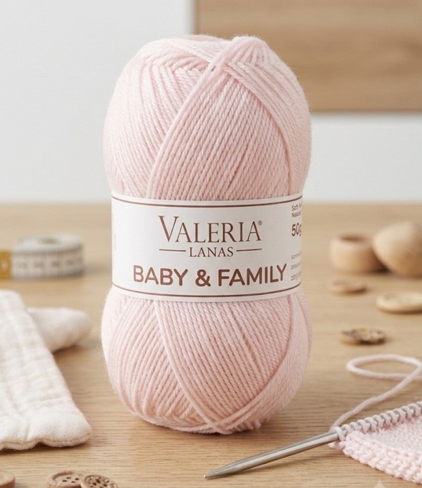 Lana Valeria Lanas Baby & Family – Color Rosa Bebé (Color 002 - 50 g) Descripción corta