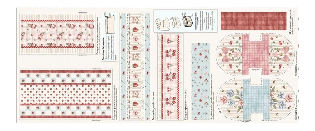 Panel de Tela para Confeccionar Neceseres y Frasqueiras – Colección Fresas y Cerezas